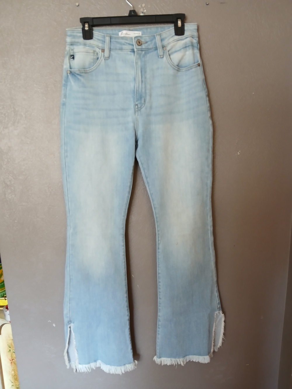 KanCan Light Blue Flare Womans Jeans with Frayed Hem-Size 11